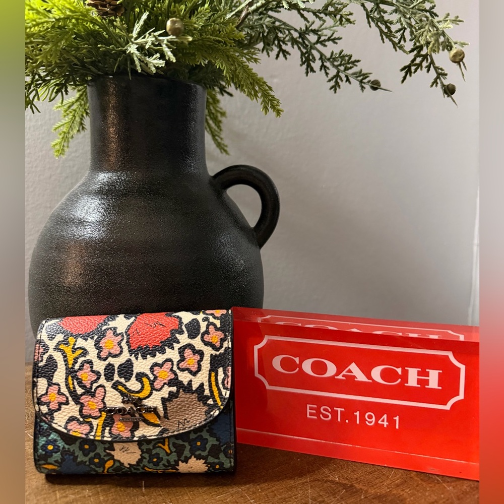 Coach Double Flap Floral Wallet